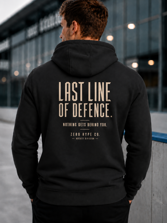 Last Line of Defence Goalie Hoodie – Premium Hockey Goalie Lifestyle Apparel | Zero Hype Co.