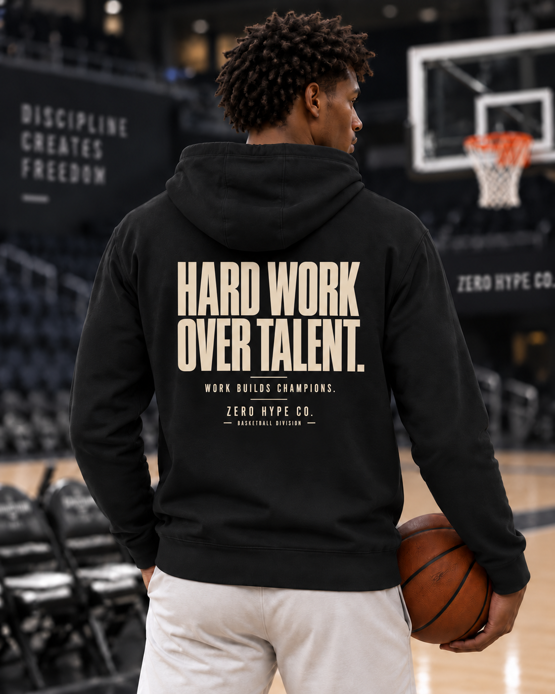 Hard Work Over Talent Basketball Graphic Hoodie | Zero Hype Co.