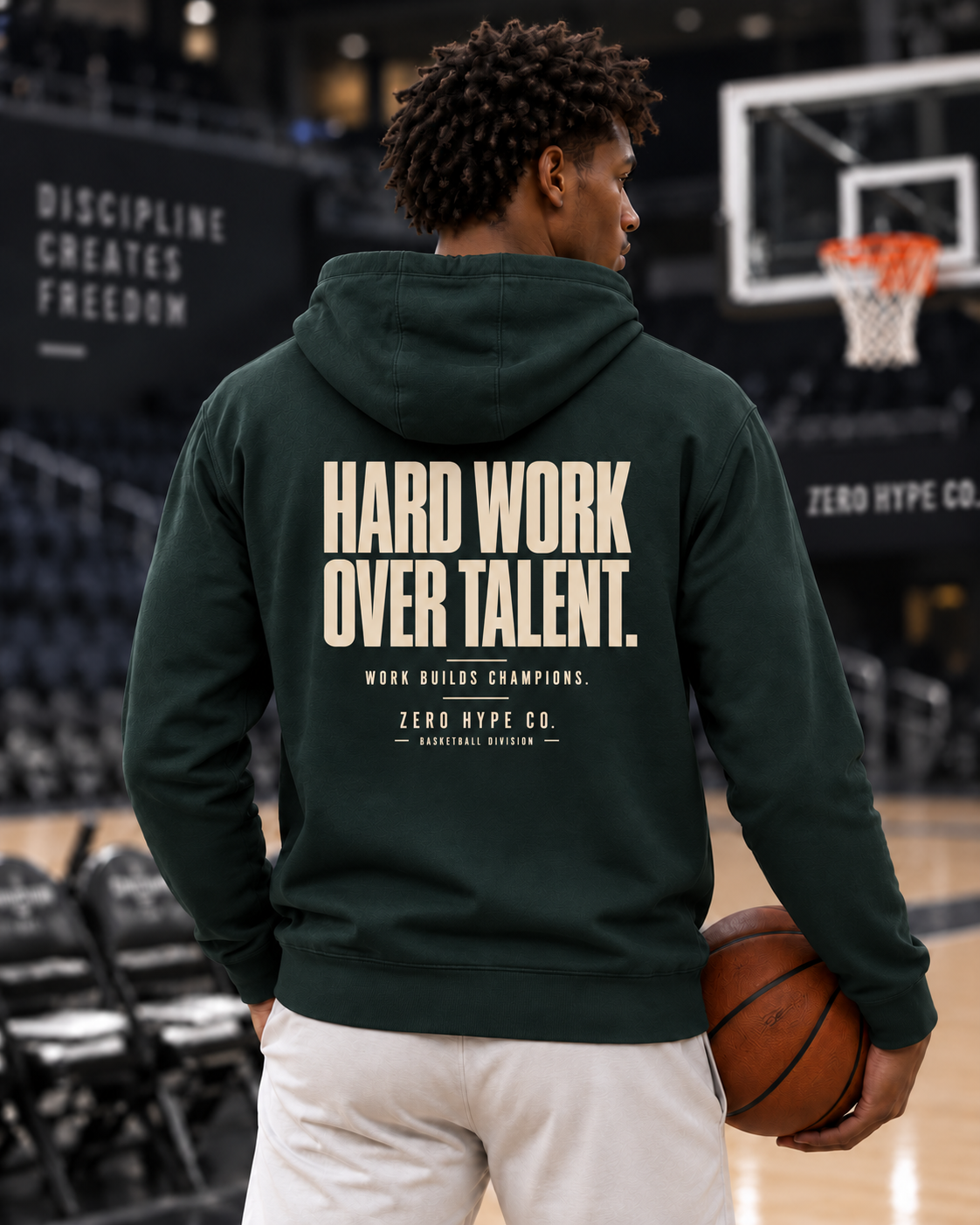 Hard Work Over Talent Basketball Graphic Hoodie | Zero Hype Co.