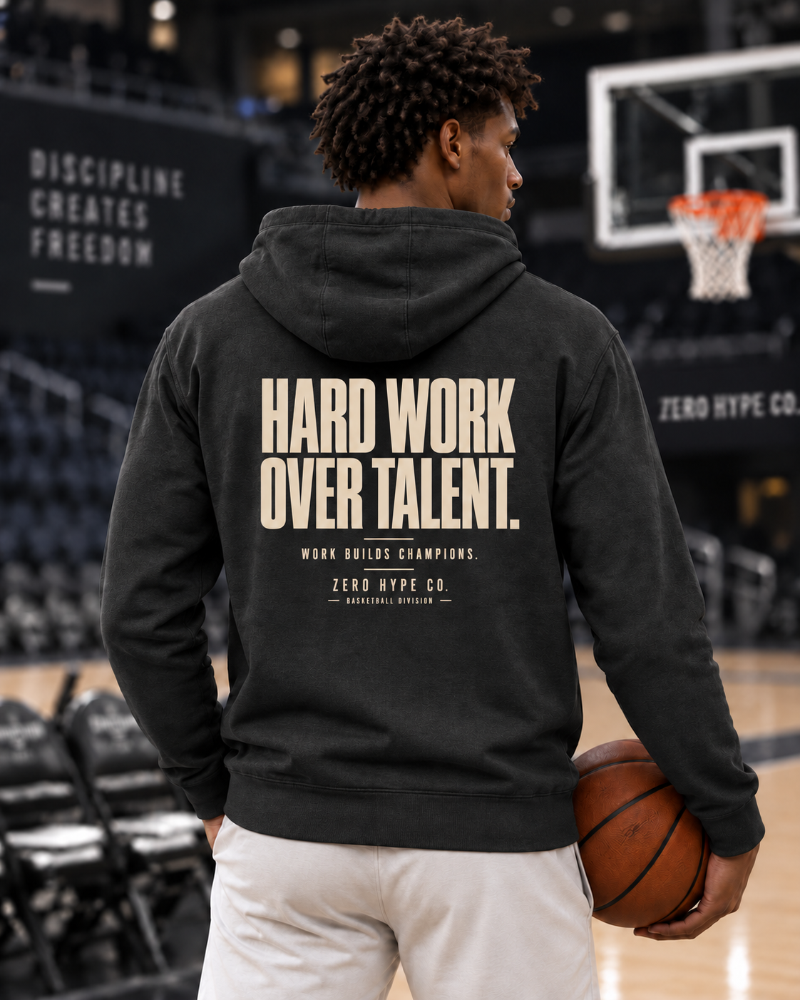 Hard Work Over Talent Basketball Graphic Hoodie | Zero Hype Co.