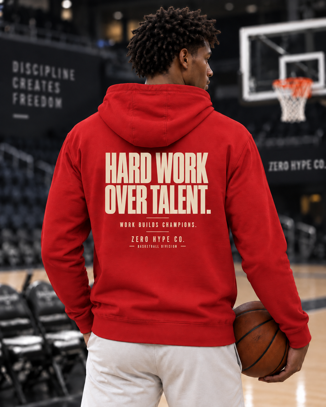 Hard Work Over Talent Basketball Graphic Hoodie | Zero Hype Co.